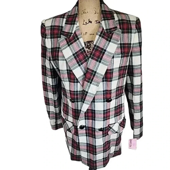 Giorgio Sant’Angelo Vintage Plaid Wool 2-Piece Blazer & Short -Set Size 12 - Picture 7 of 16